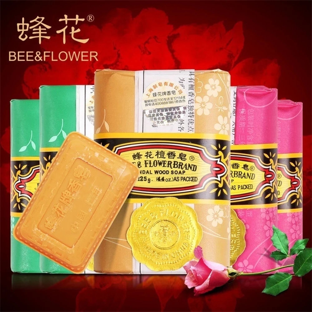 

3pcs Bee Flowers Sandalwood Jasmine Roses Soap 125 G General Soap Soap Bath Clean To Mites Family