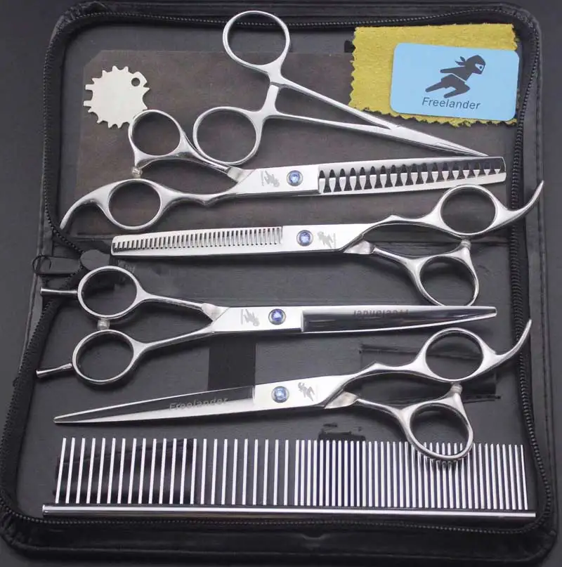 Set6 Freelander 7,0 дюймовый высококачественный набор из 4 предметов ножницы для ухода за домашними животными ножницы для кошек и собак прямой СГИБ набор - Цвет: Set6