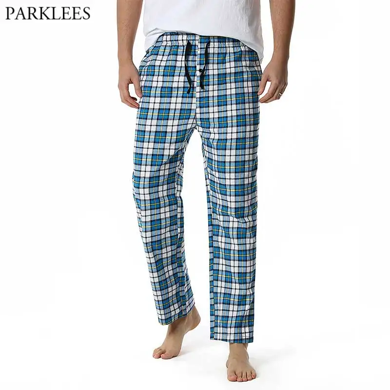 

Plaid Mens Pajama Bottom Pants Sleepwear Lounging Relaxed Home PJs Pants Flannel Comfy Jersey Soft Cotton Pantalon Pijama Hombre