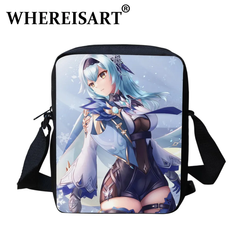 

WHEREISART Favorite Game Genshin Impact Boys Girls Feat Corssbody Bag Distinctive Eula Pattern Travel Bag Elegant Design Handbag
