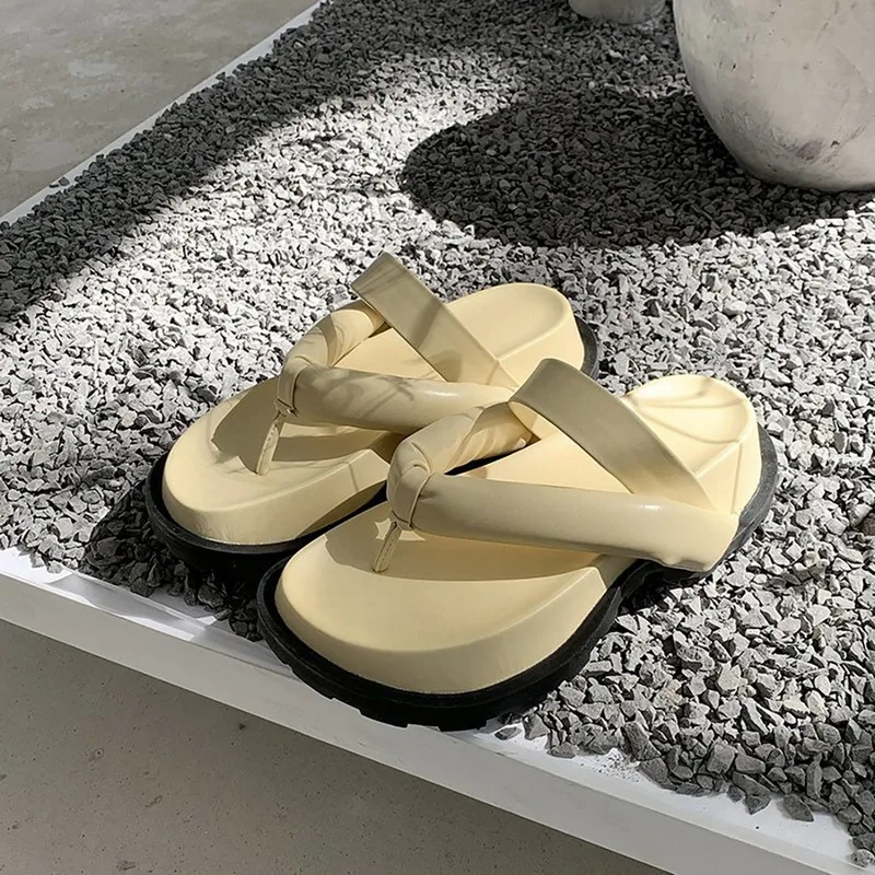 

2021 New Clip Toe Thick Platform Slippers Women Casual Strap Summer Beach Flip Flops Woman Non Slip Outdoor Rome Sandals