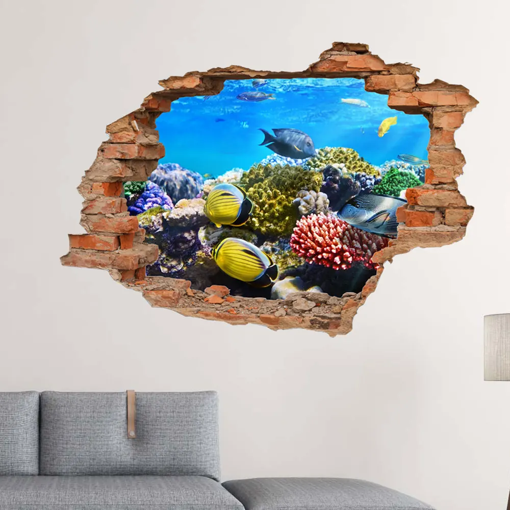 

EW065 Simulation 50cm*70cm broken wall 3D stereo wall stickers fake windows living room bedroom background stickers