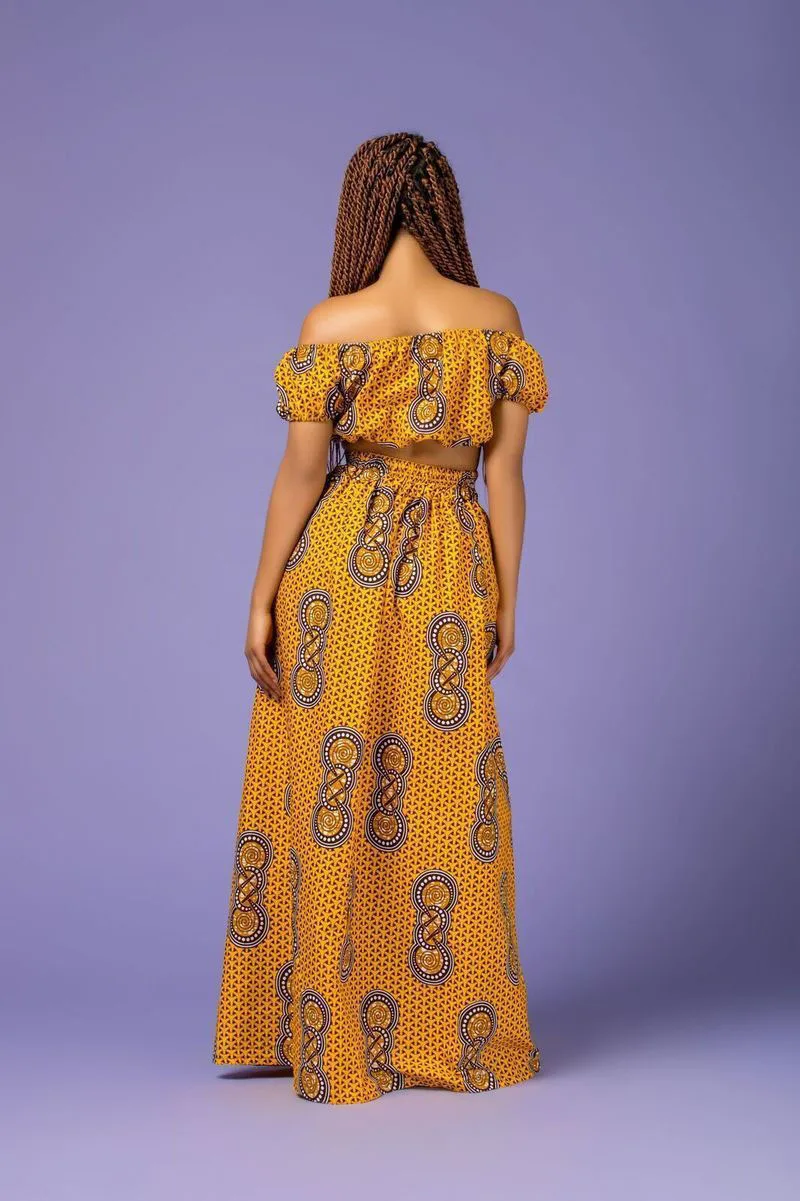 Комплект из двух предметов укороченные топы и юбка Анкары женская одежда с