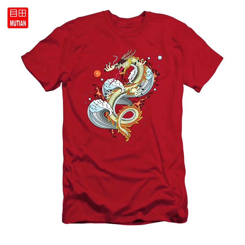 Дракон Винтажная футболка японская фантазия огонь горячий китайский Азиатский