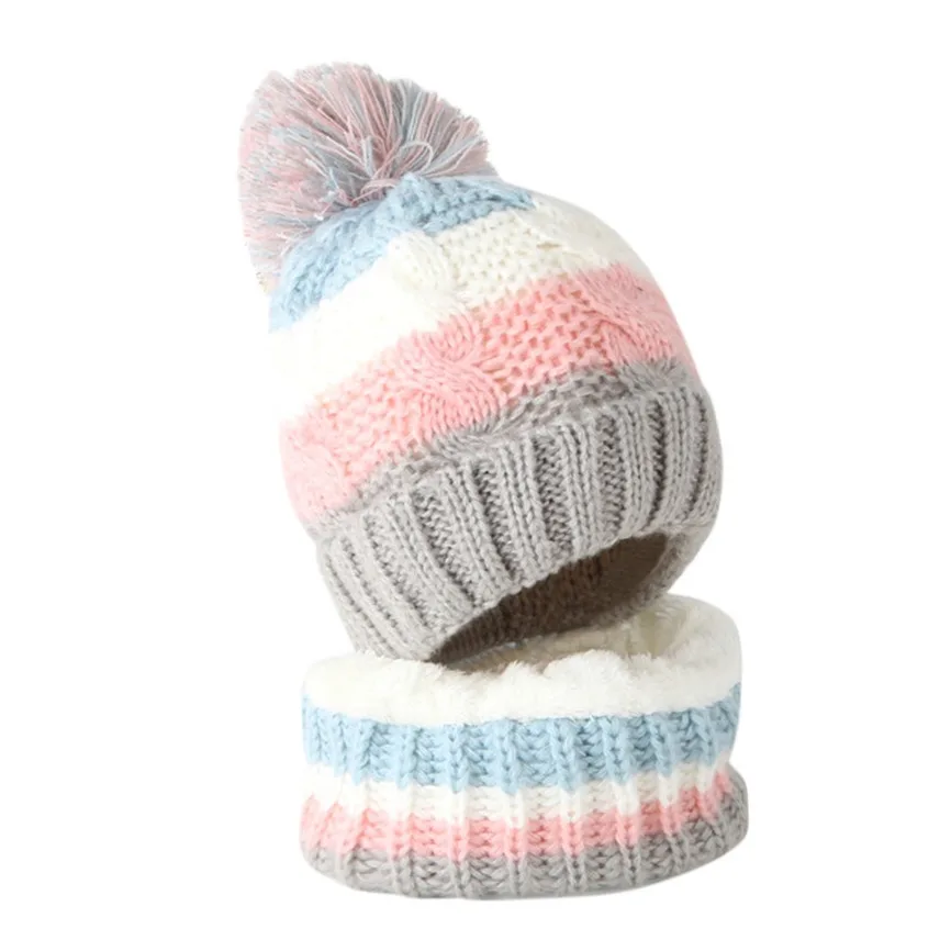 Вязаная шапка для маленьких девочек и мальчиков Шапка-бини набор из шапки шарфа