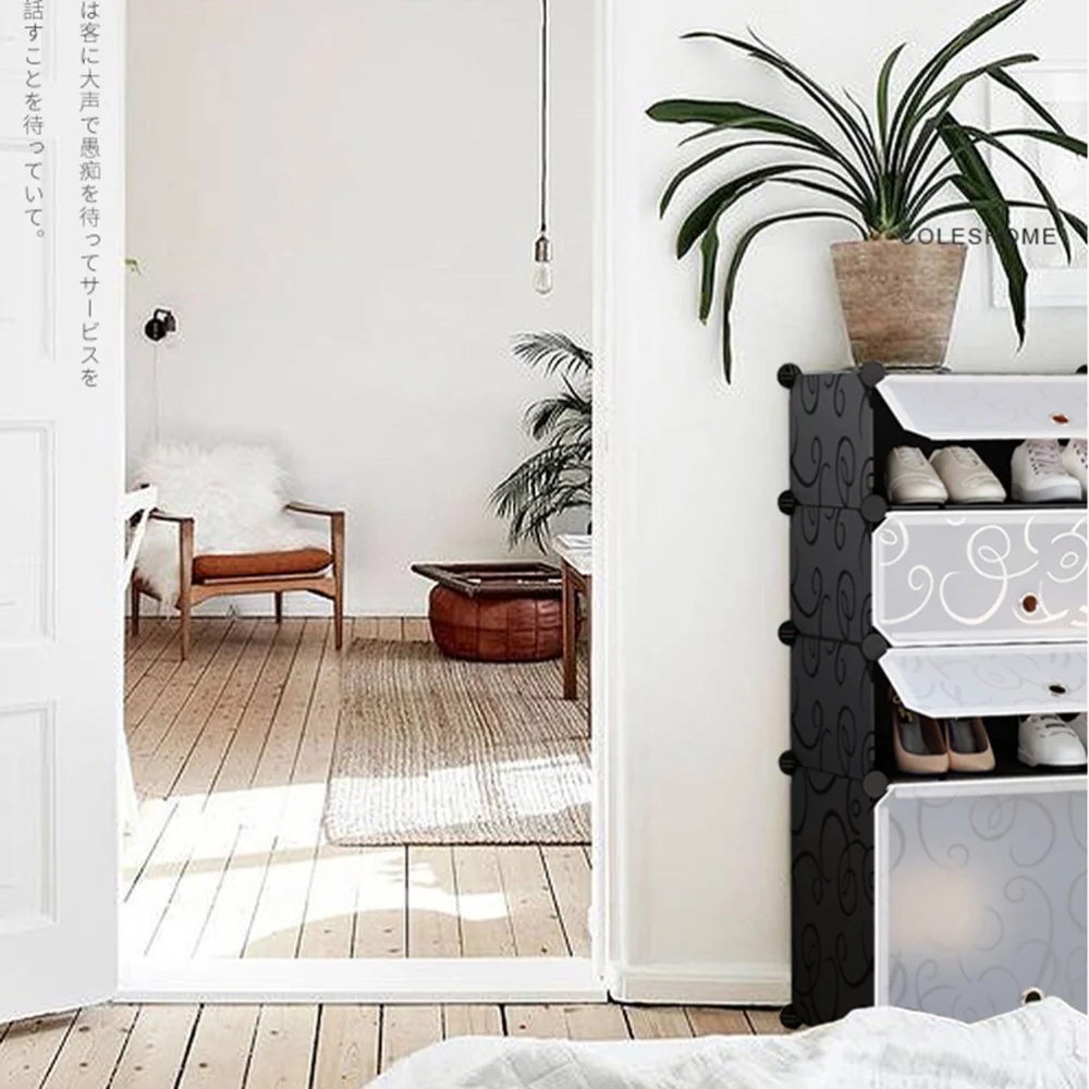 

Useful Shoe Rack Creative Shoes Storage Cabinet Practiacl Household Shoes Shelf Slippers Holder Organizer for Home (1 Column, 4