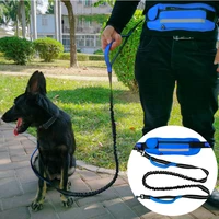 multi function dogs leash waist pocket waterproof reflective hands free dog belt running elasticity adjustable waist dog leashes