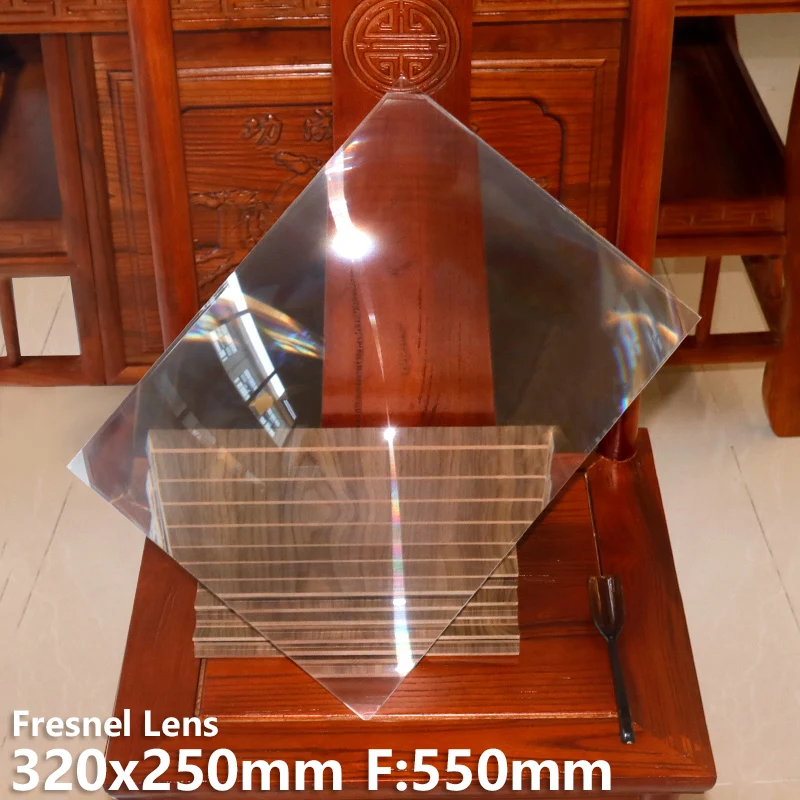 

Fresnel lens 320x250mm F550mm 16" Solar energy Field fires Spotlight High temperature 3X magnification optical Customizable