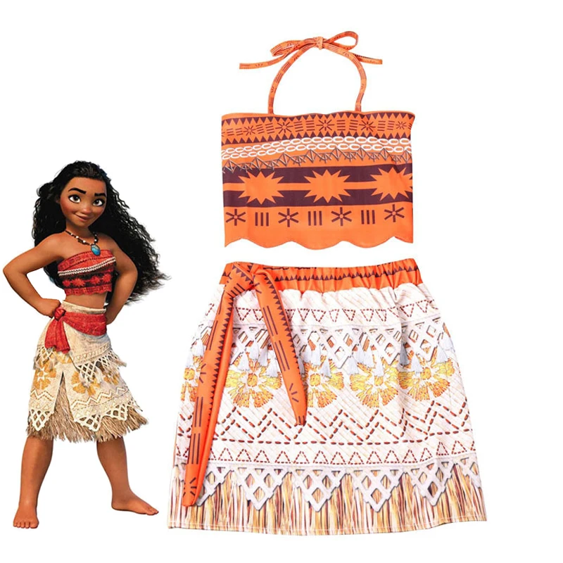 С героями мультфильма Моана Платье для девочек с ожерельем изображением свинки