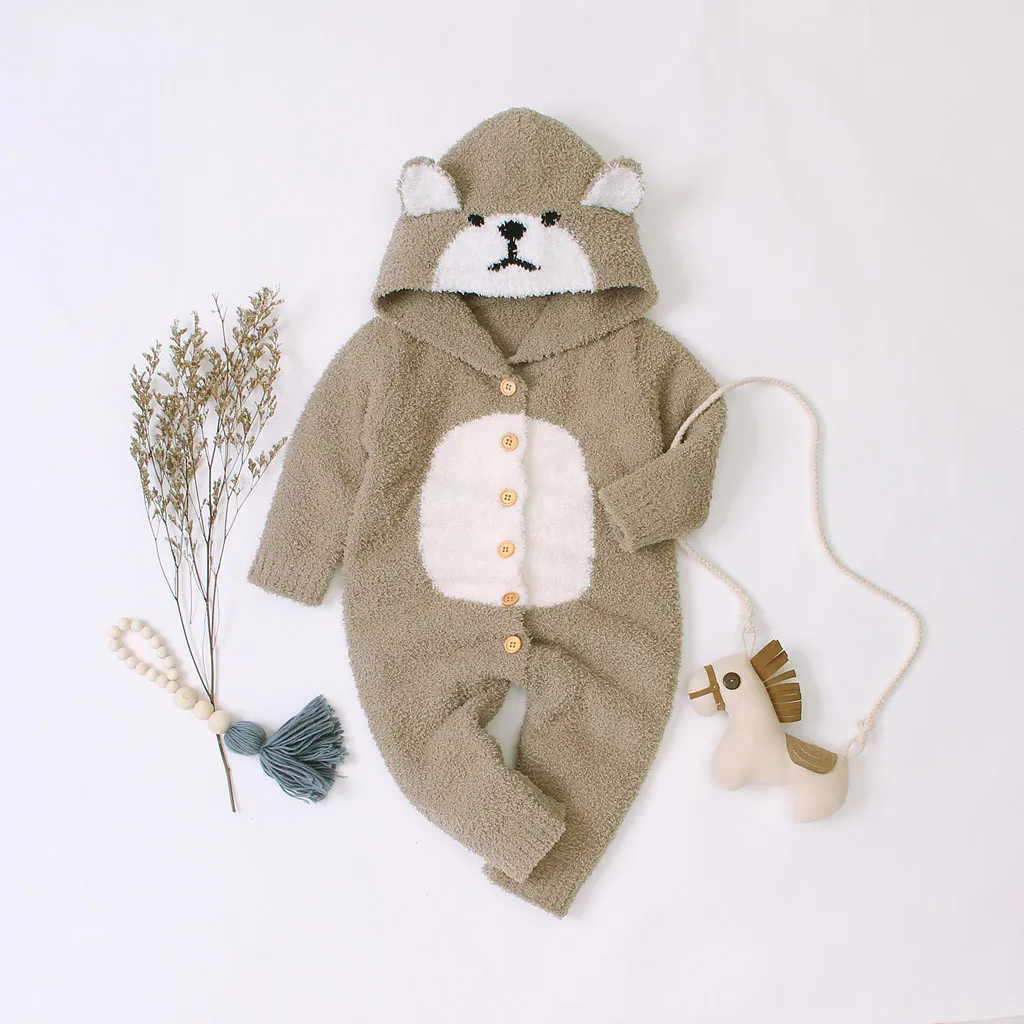 

JAYCOSIN Newborn Baby Boy Girl Fleece Cartoon Winter Warm Jumpsuit Hooded Coat Outwear Baby Boy Clothes Set Girl