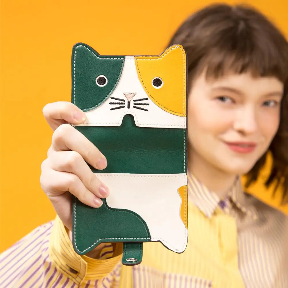Новое поступление, кошелек для девушек, милый кошелек из искусственной кожи для девушек, женская маленькая сумка с кошкой, большая вместительность, держатель для карт