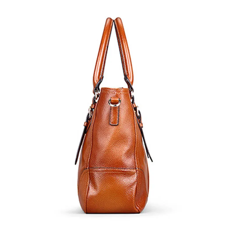 

New Women's famous brand Cowhide tote bag, gradient spray color retro bag women, European and American commuter shoulder bag