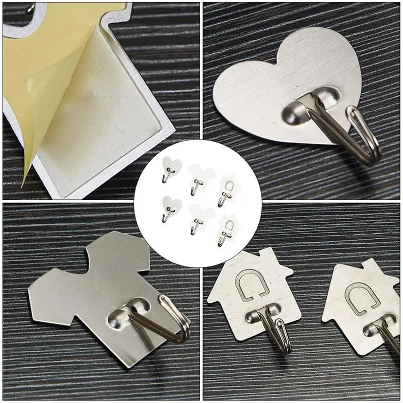 

6pcs Adorable Storage Hooks Heavy Duty Wall Hook Self-adhesive Coat Hook