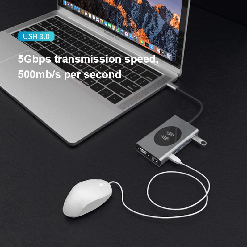 Док станция для MacbookPRO 13 в 1 USB хаб с адаптером Type C c на HDMI 3 5 мм аудио SD TF VGA RJ45