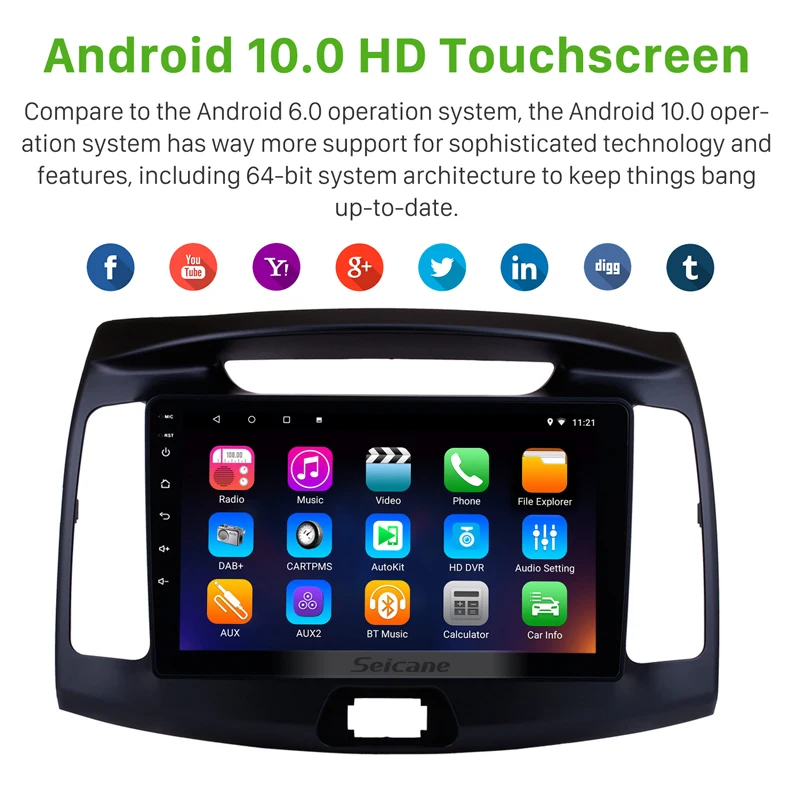 Seicane 9 ''Android 10 0 API 29 для 2011 2012 2013 2014 2015 2016 Hyundai Elantra автомобильное радио GPS