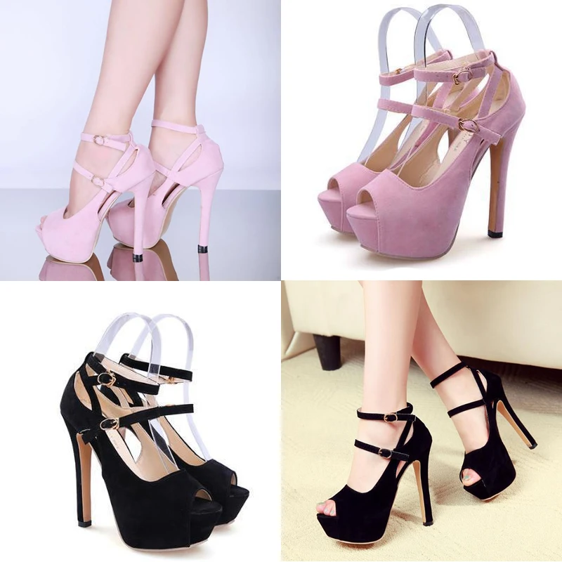 

LOSLANDIFEN Women Sandals Spring 14cm Sexy Open Toes Ankle Strap High Heels Dress Wedding Platform Shoes Fashion