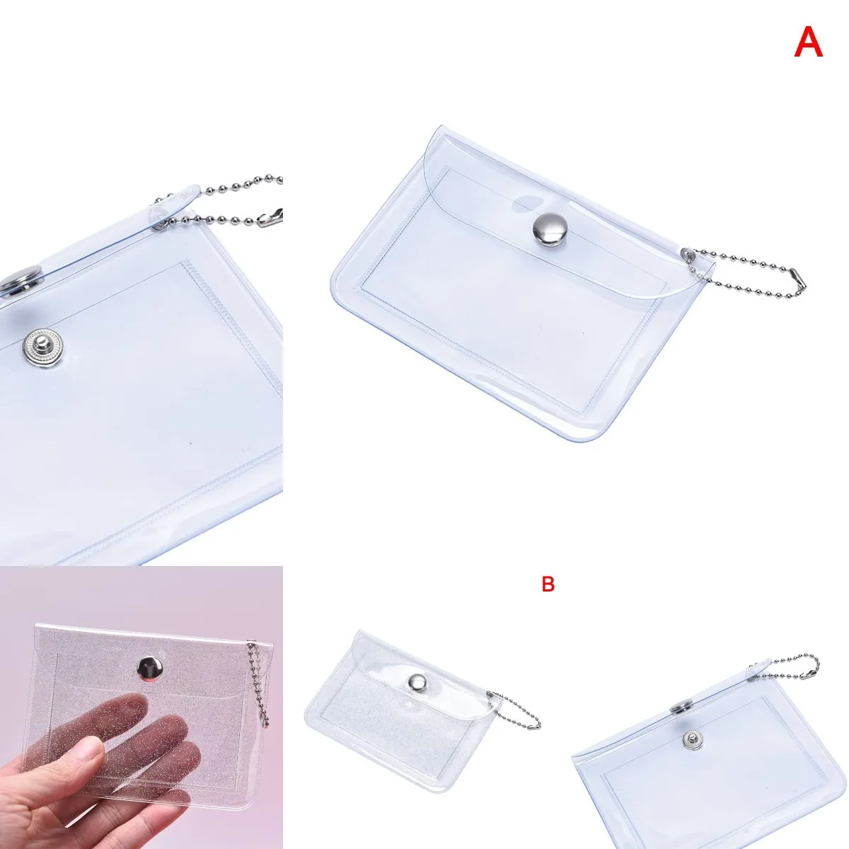 

Glitter Transparent Waterproof PVC Women Card Case Business Card Holder Mini Wallet Girls Coin Purse Men Credit Card Bag ID Card