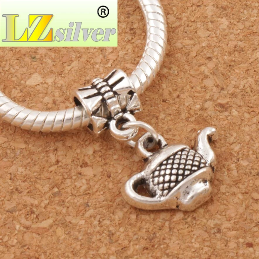 Tea Pot Charm Beads 23.2x15.3mm 100PCS zinc alloy Dangle Fit European Bracelets Jewelry DIY B405
