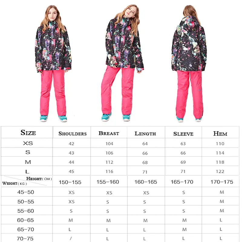 GSOU зимний женский лыжный костюм теплый сноуборд куртка штаны водонепроницаемая