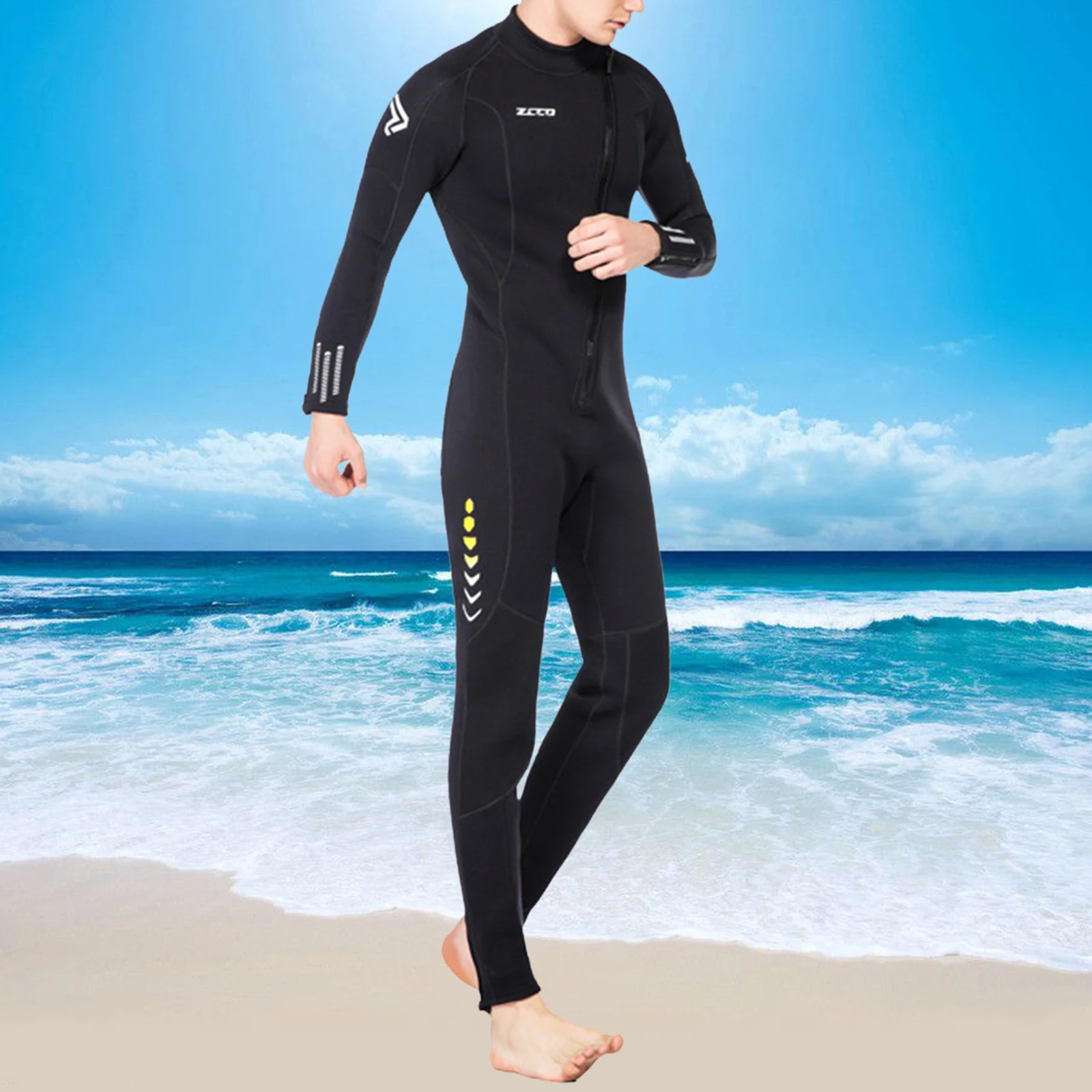 

3mm Neoprene Wetsuit Adults One Piece Diving Suit Front Zipper Wetsuit Diving Snorkeling Surfing Swim Wet Suit for Water Sports