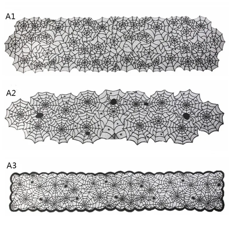 Хэллоуин черное кружево паутина Настольная дорожка скатерть вечерние ужин