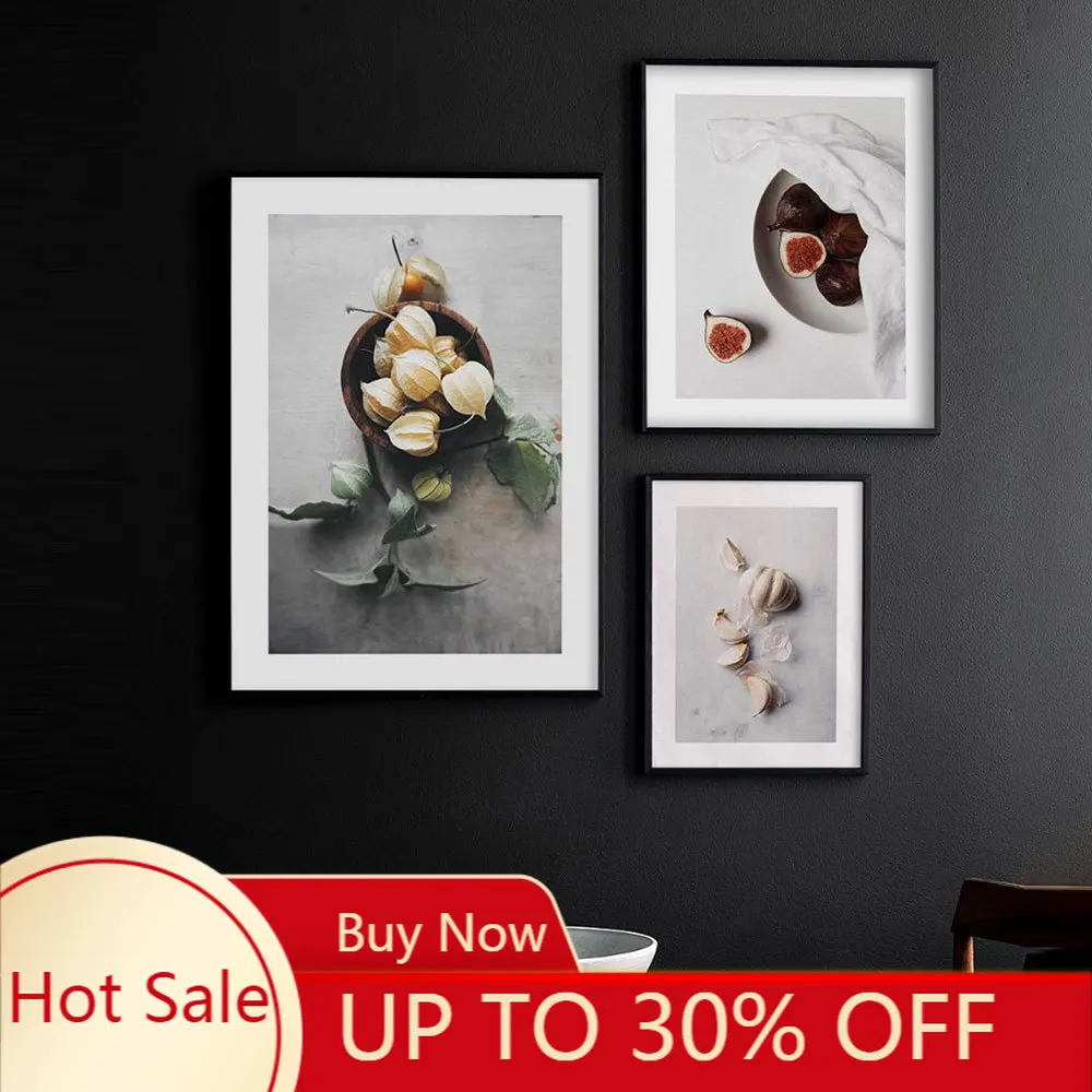 Картина на холсте с изображением фруктов зимних вишен чеснока фигового дерева