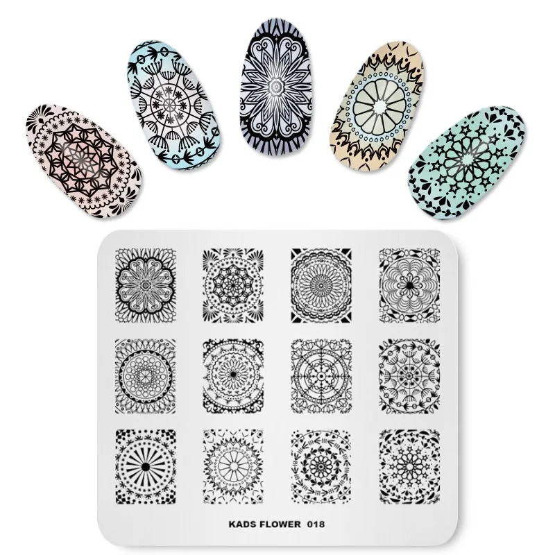 

KADS Nail Stamping Plates for Nail Art Round Symmetry Flower image Stamp Template for Manicure Stencil for Nails