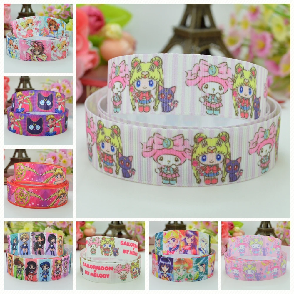 7/8 &quot22 мм 2 5 10 50 ярдов Мелодия девушки печатных grosgrain ленты волос лук DIY ручной