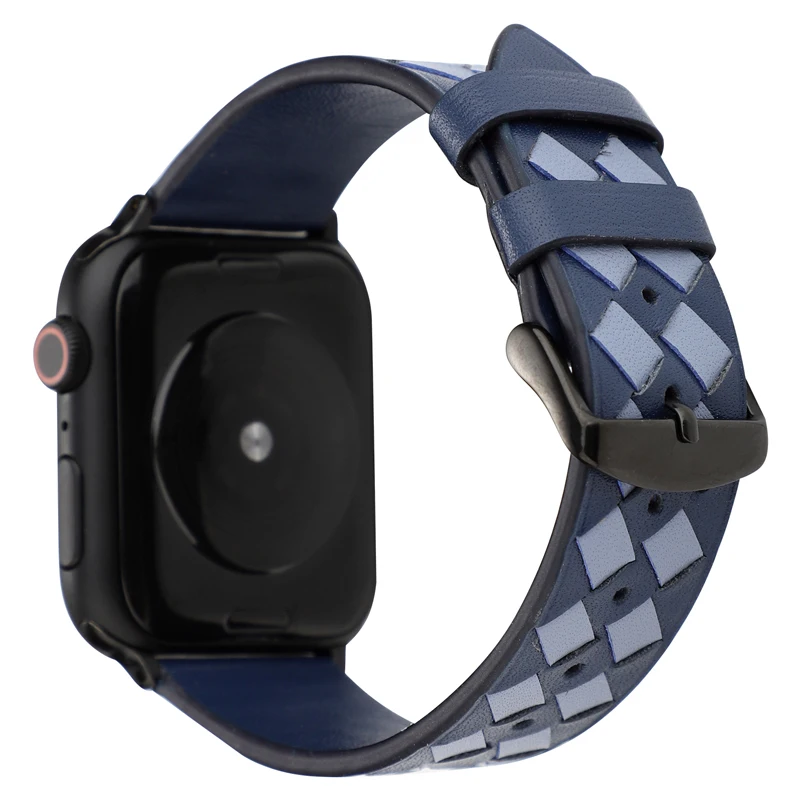 Royal blue sky blue Ремешок для Apple watch 44 мм 40 мм 42 мм 38 мм corra iwatch 4 5 3 2 высококачественный кожаный браслет аксессуары для Apple watch 4 5 - Цвет ремешка: Royal blue sky blue