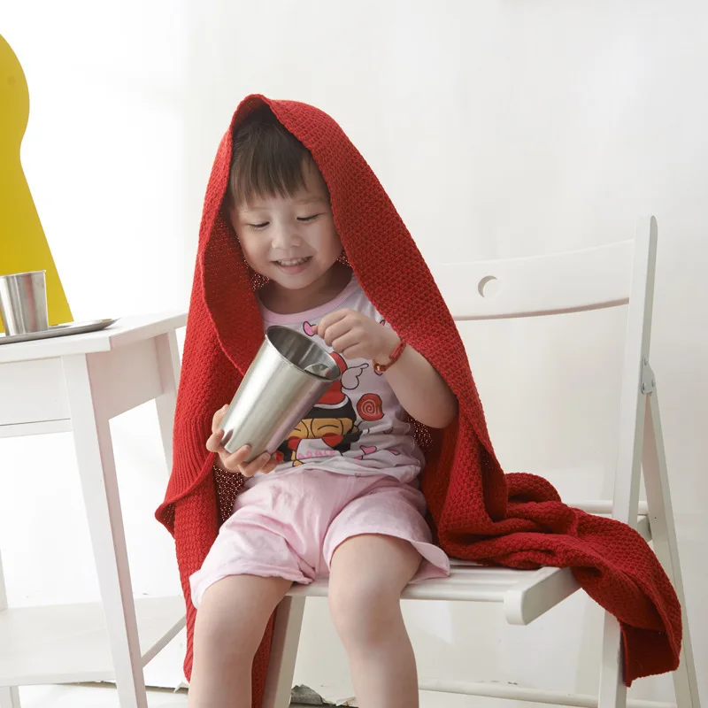 Домашнее однотонное детское белье для коляски трикотажное одеяло удобное