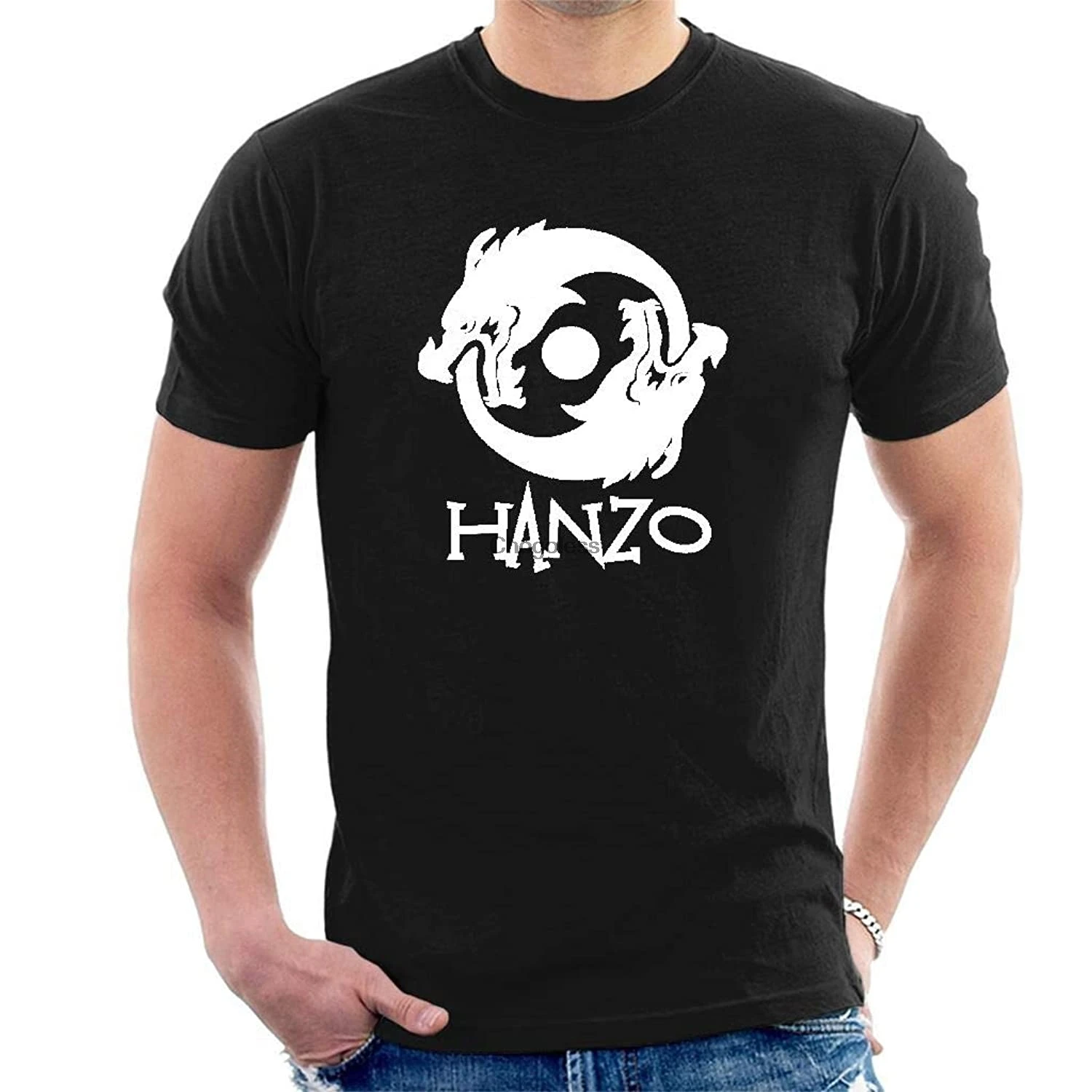 Мужская классическая черная футболка с логотипом Hanzo Dragon |