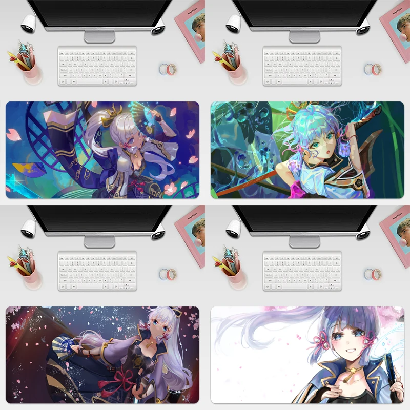 

Ayaka Genshin Impact Large 800x300mm/700x300mm/600x300mm Rubber Mouse Pad Tablet Mousepad With Edge Locking