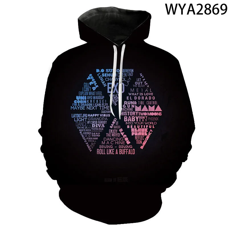 2020 новые модные повседневные толстовки для мальчиков и девочек с 3D-принтом EXO