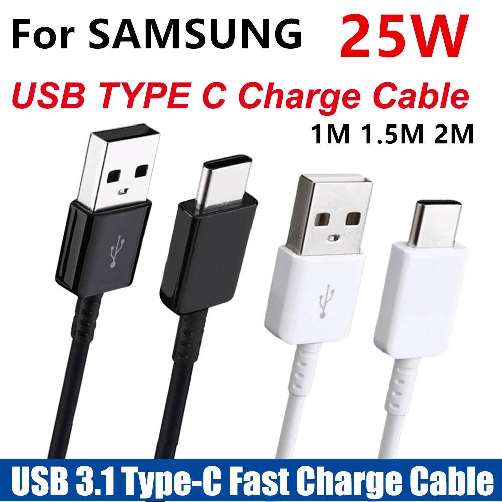 For Samsung TYPE C Cable 1.2M/2M Fast Charger Data Line For samsung Galaxy S8 S9 Plus S10 Note 8 9 10 A3/A5/A7 2017