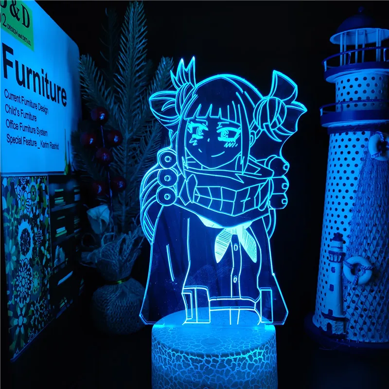 

3D лампа Boku No Hero Академия химико Тога Аниме Фигурка Светодиодная лампа прикроватный Декор ночник декоративная лампа манга светильник с зака...