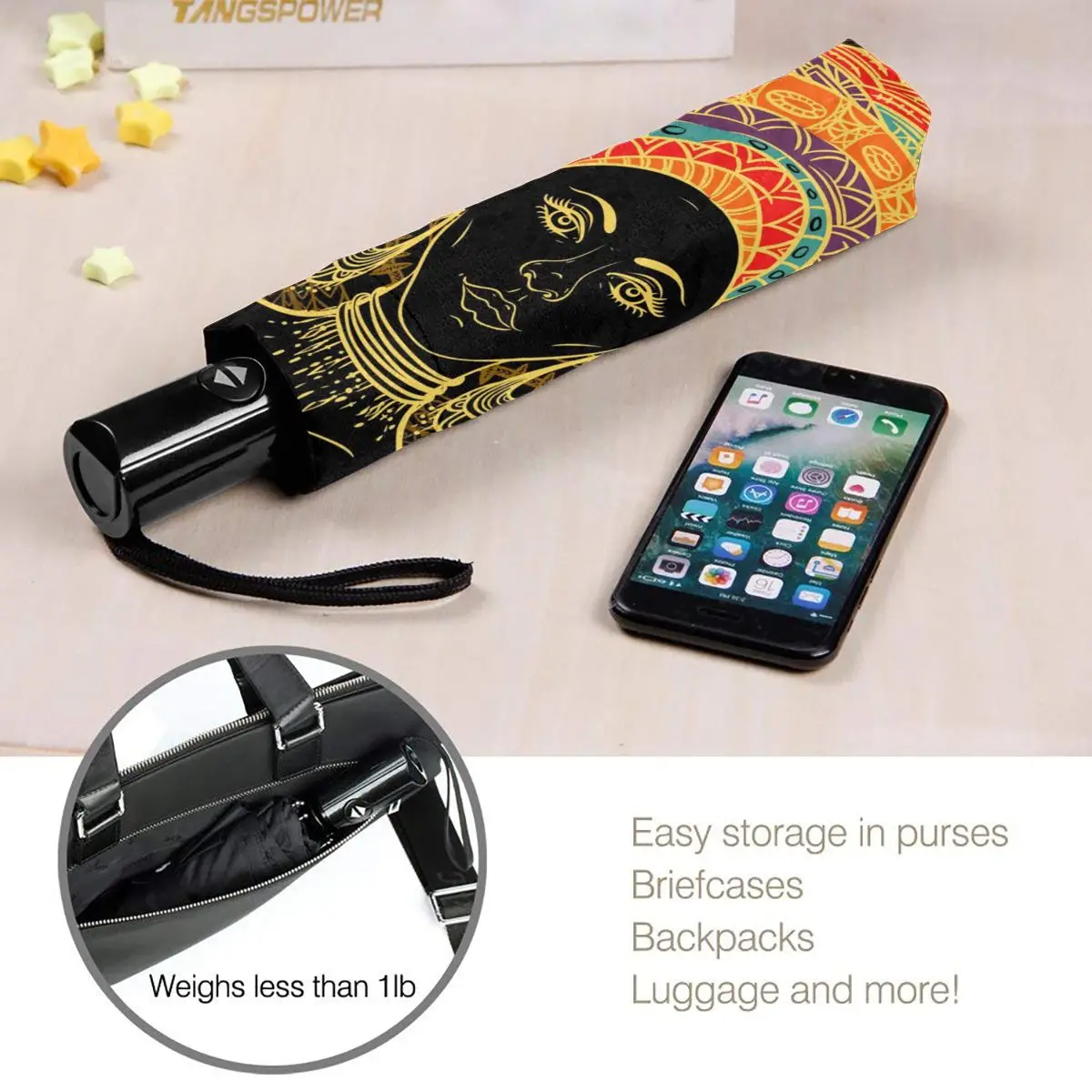 

African Woman Windproof Automatic Folding Inverted Umbrella Portable Paraguas for Man Woman