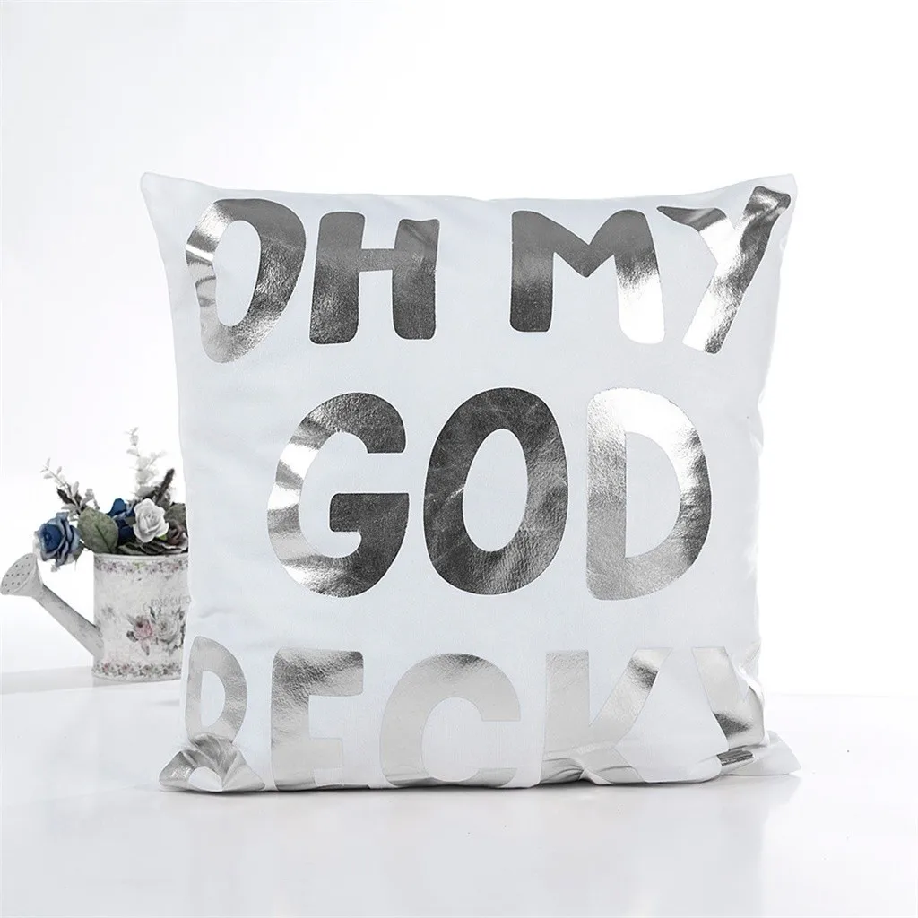 

Silver Foil Printing Pillow Case Sofa Waist Throw Cushion Cover Home Decor Household Supplies Necesidades Diarias Del Hogar #GM