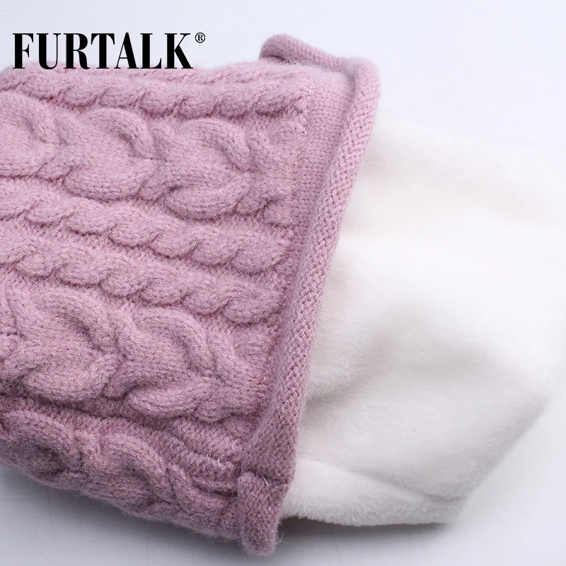 FURTALK, вязанная шапка бини, женская зимняя шапка бини с манжетами, шапка, Осенняя шапка для девушек, женская шапка skullies, милая Кепка с кошачьими ушками