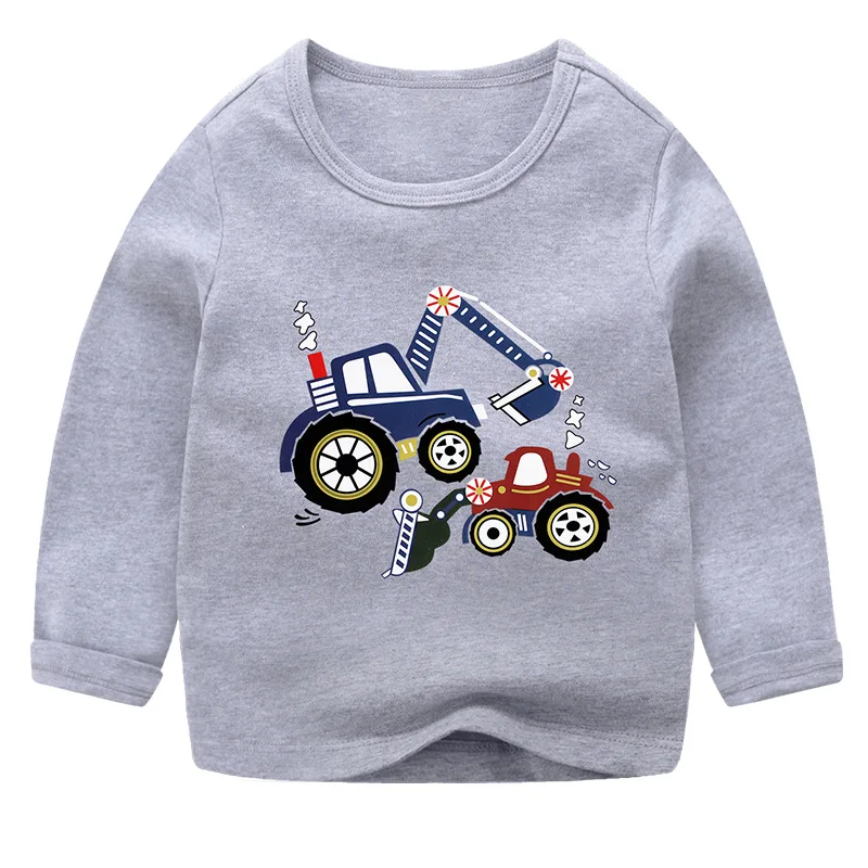 1-10 Years Old T-shirt Kid Boys Cotton Long Sleeve T Shirt Children Baby Girl Cartoon Printed Candy Color Tops Children Clothes