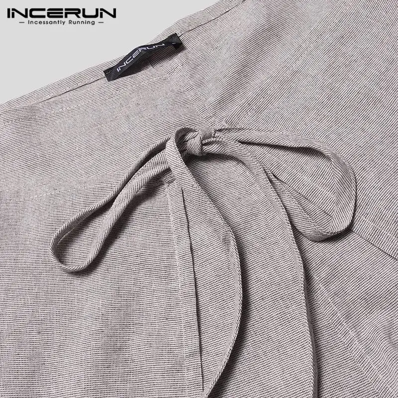 INCERUN, мужские тайские штаны для рыбалки, одноцветные штаны для бега, винтажные женские штаны для йоги, свободные штаны на шнуровке, широкие массажные штаны для мужчин