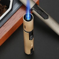 lubinski metal butane gas cigar lighter mini windproof 1 jet flame torch cigarette lighters cigar accessories gift box