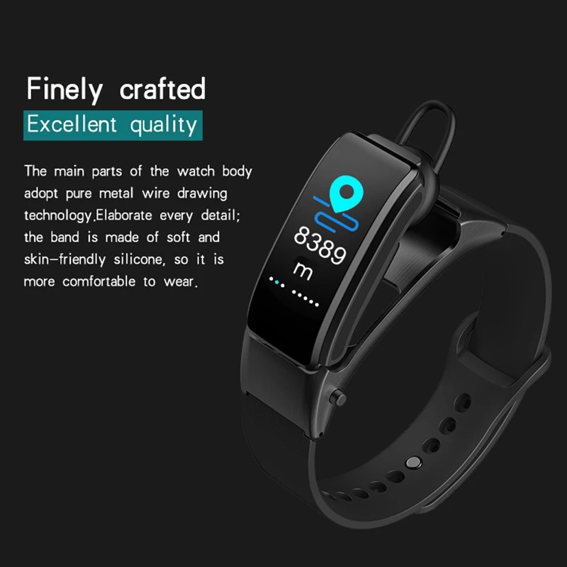 

Smart Bracelet Bluetooth Headset 2-In-1 Multi-Function Waterproof Talk Bracelet Smart Bracelet