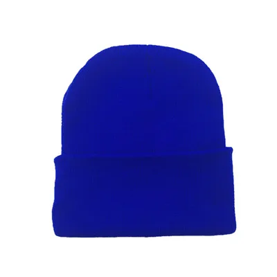 RoyalBlue Зимние шапки для женщин, Новые Вязаные шапки, одноцветные милые шапки для девочек, осенние женские шапки, теплые шапки, женские повседневные Шапки - Цвет: RoyalBlue