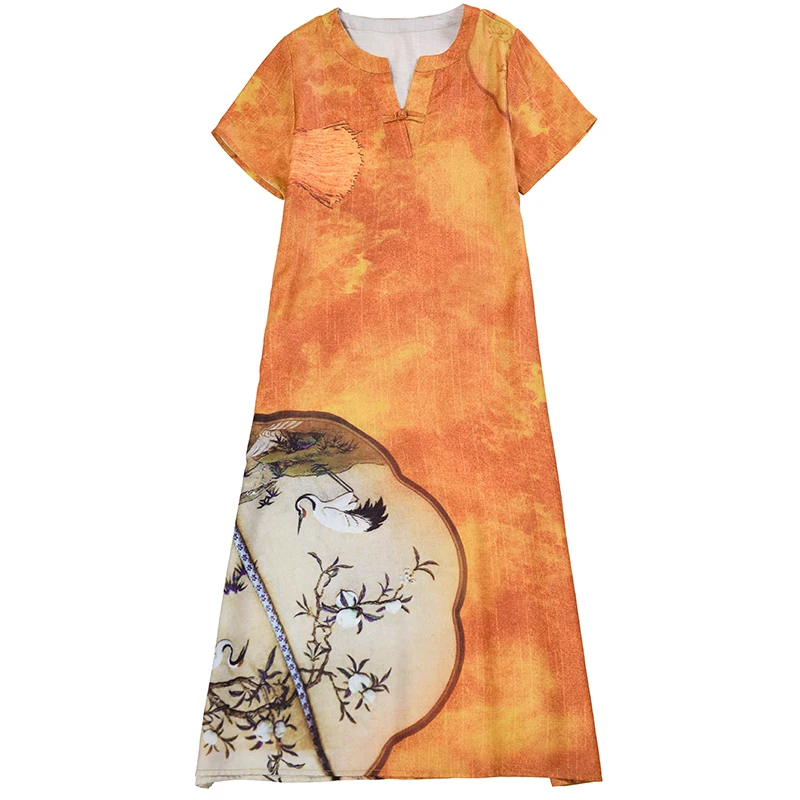 Новинка лета 2020 платье в китайском стиле для женщин с длинным рукавом женское