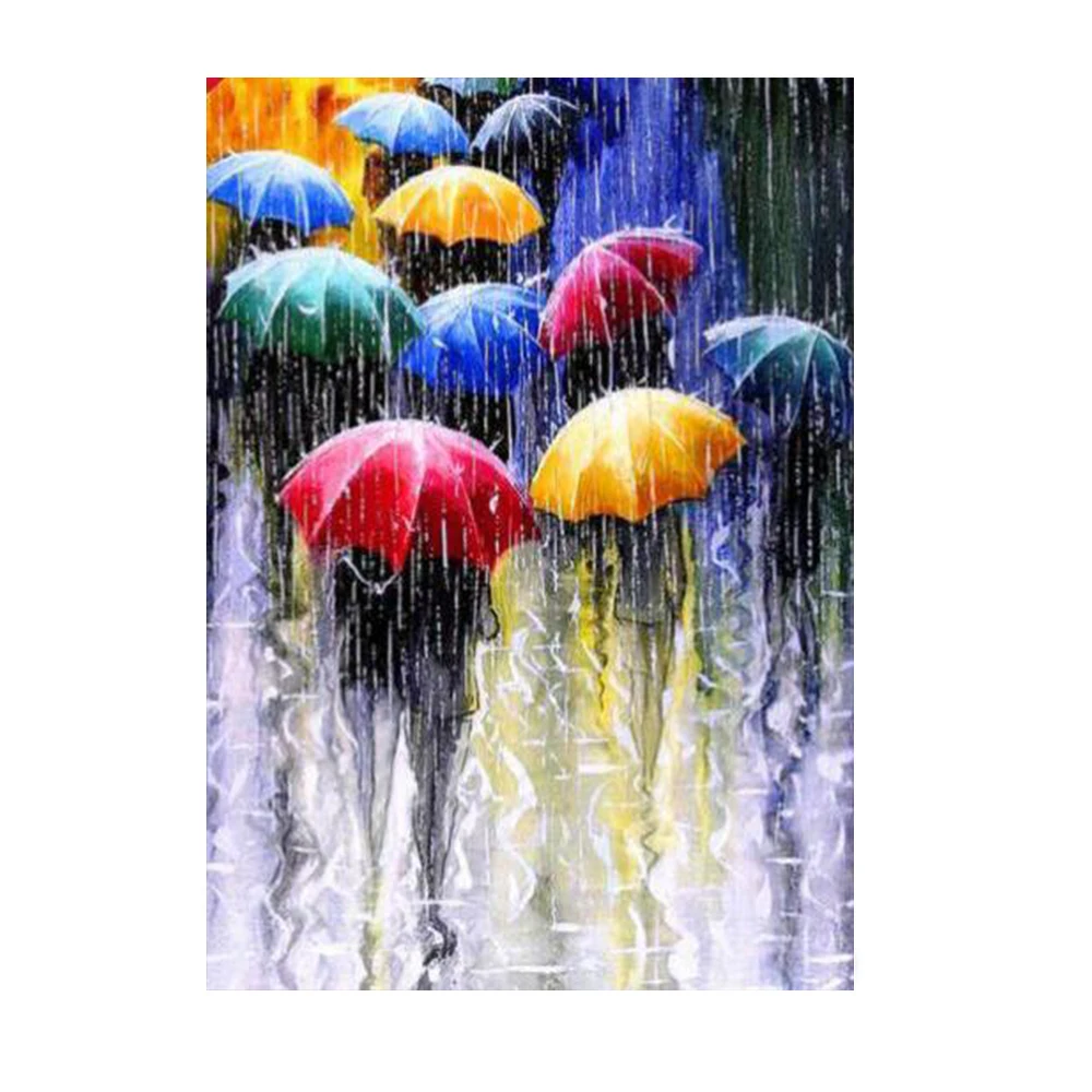 5D DIY алмазная живопись пешеходная круглая Алмазная мозаика под дождем украшение