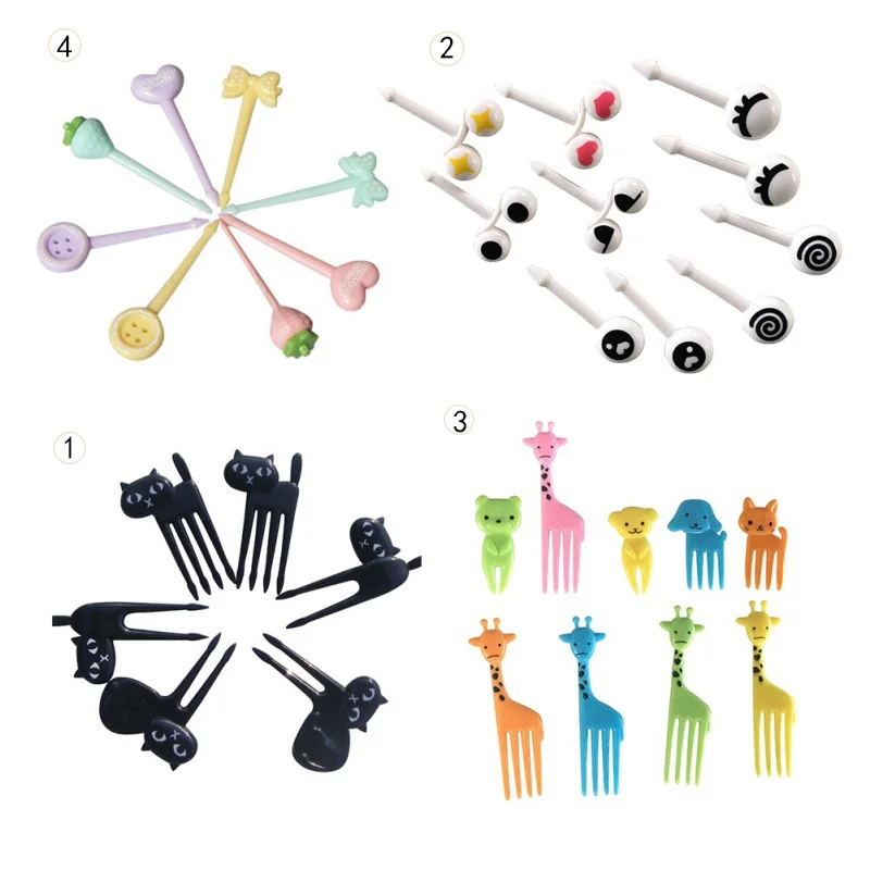 Рождественские пластиковые вилки для фруктов и животных вечерние палочки еды