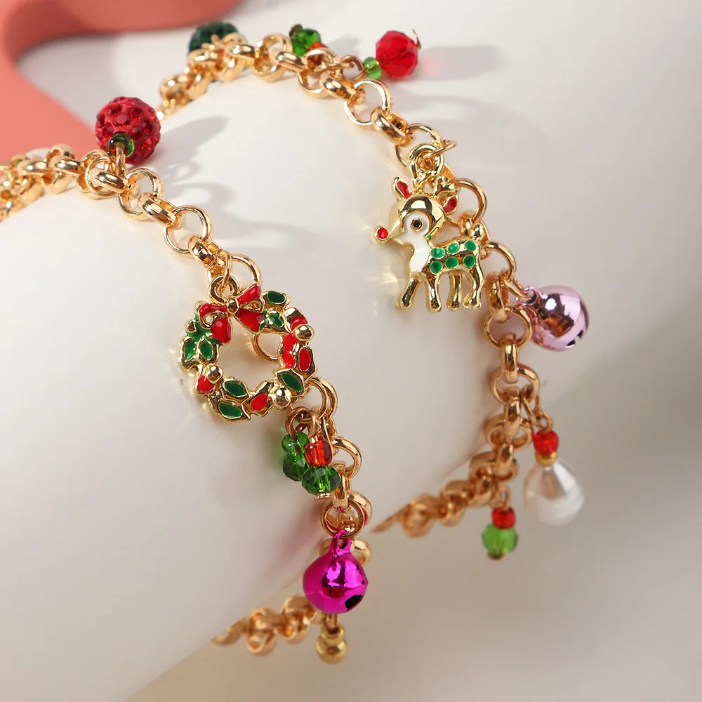 

Christmas Women's Hand Bracelet Lovely Simple New Goods Elk Garland Multi-Element Pendant New Year's Gift Festival Ornaments