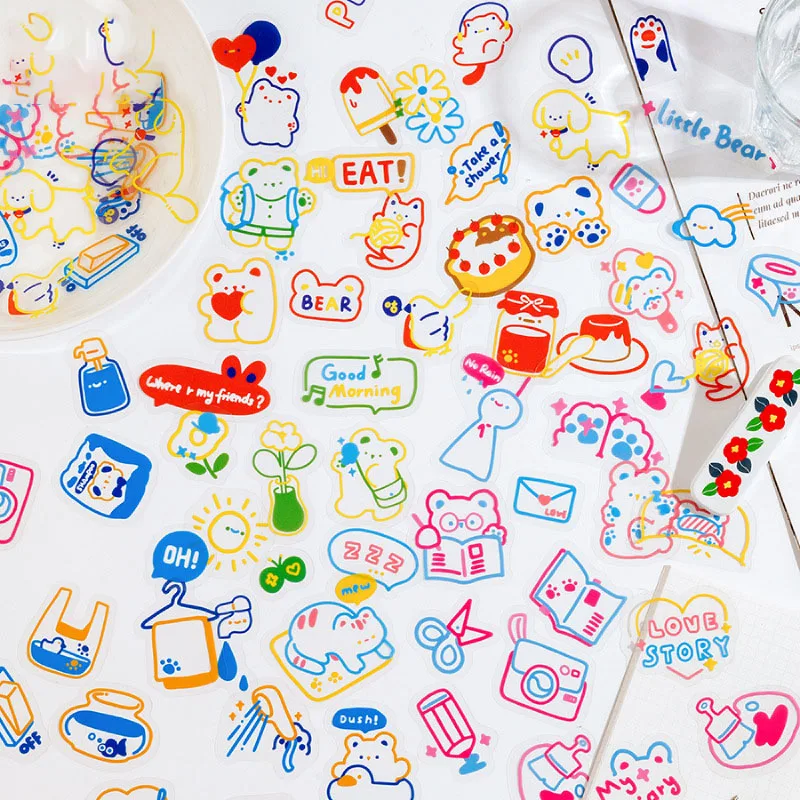 45 шт./упак. милый медведь Декоративные наклейки для детского сада ПЭТ планировщик
