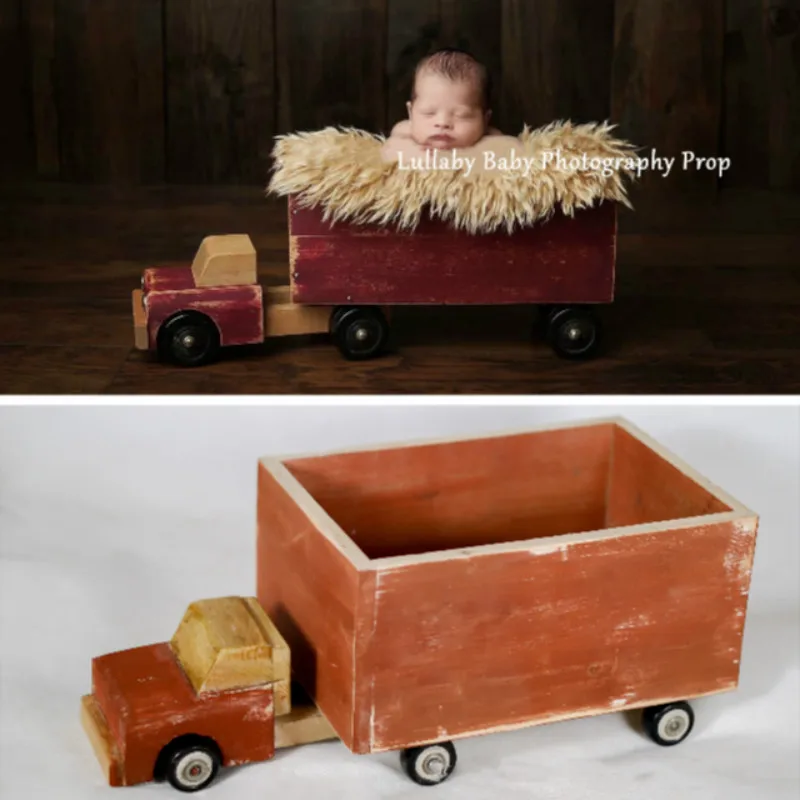 Newborn Photography Props Retro Mini Car Baby Posing Prop Full-moon Baby Photo Shoot Accessories Do Old Wooden Truck Big Props
