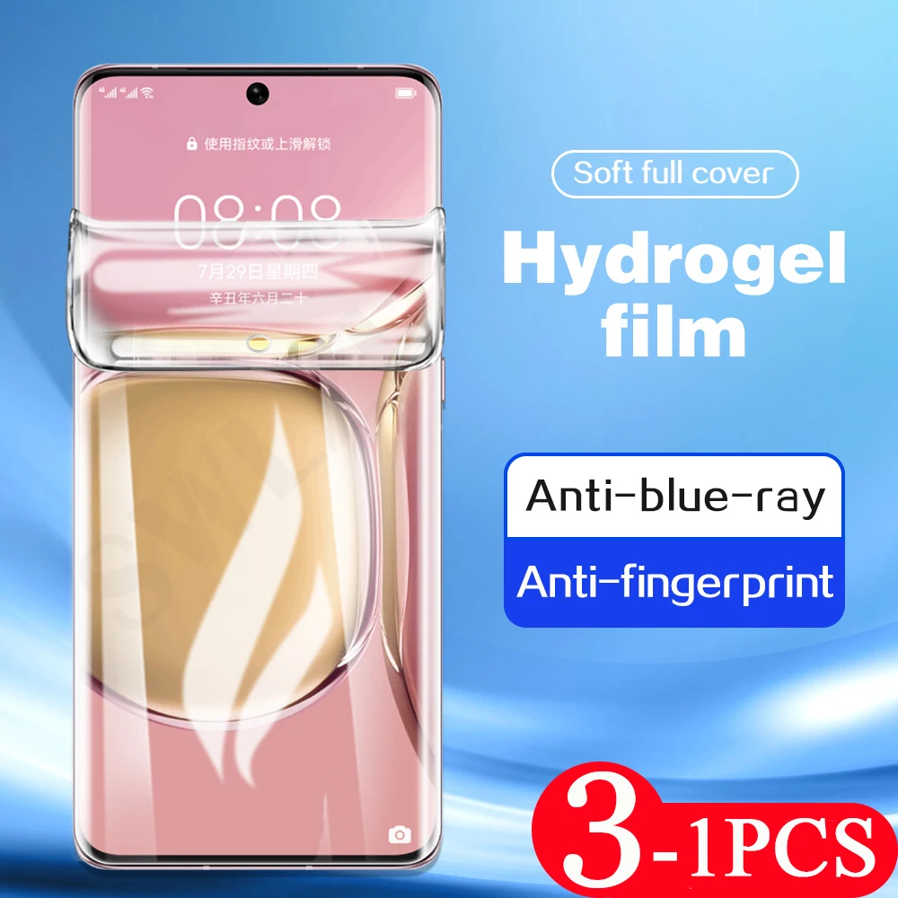 

3/2/1Pcs 9D full cover for huawei P50 phone screen protector P40 lite E P30 P20 pro plus hydrogel film Not Glass protective film